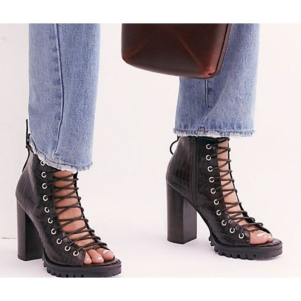 Jeffrey Campbell Free People Palermo 4" Heel  Open Toe Lace Up Side Zip‎ SZ 8 - Picture 2 of 12